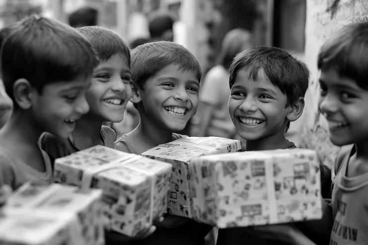 helping poor old women children from charity fun flood affected starving people 1014754 21978