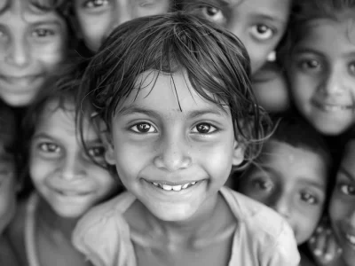 black white photo child with smile that says word it 1030147 7651